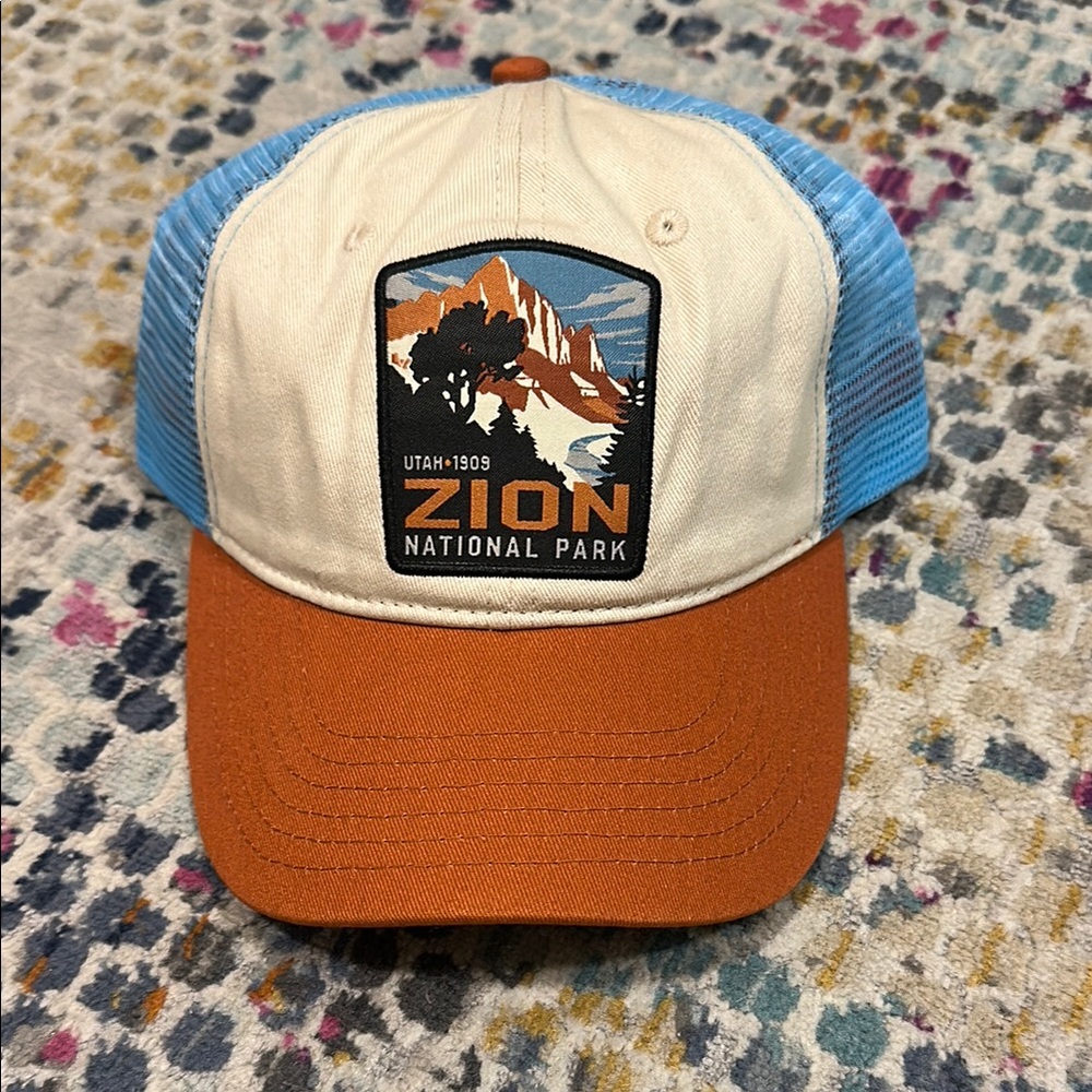 Zion National Park Cap with Blue and Orange Accents